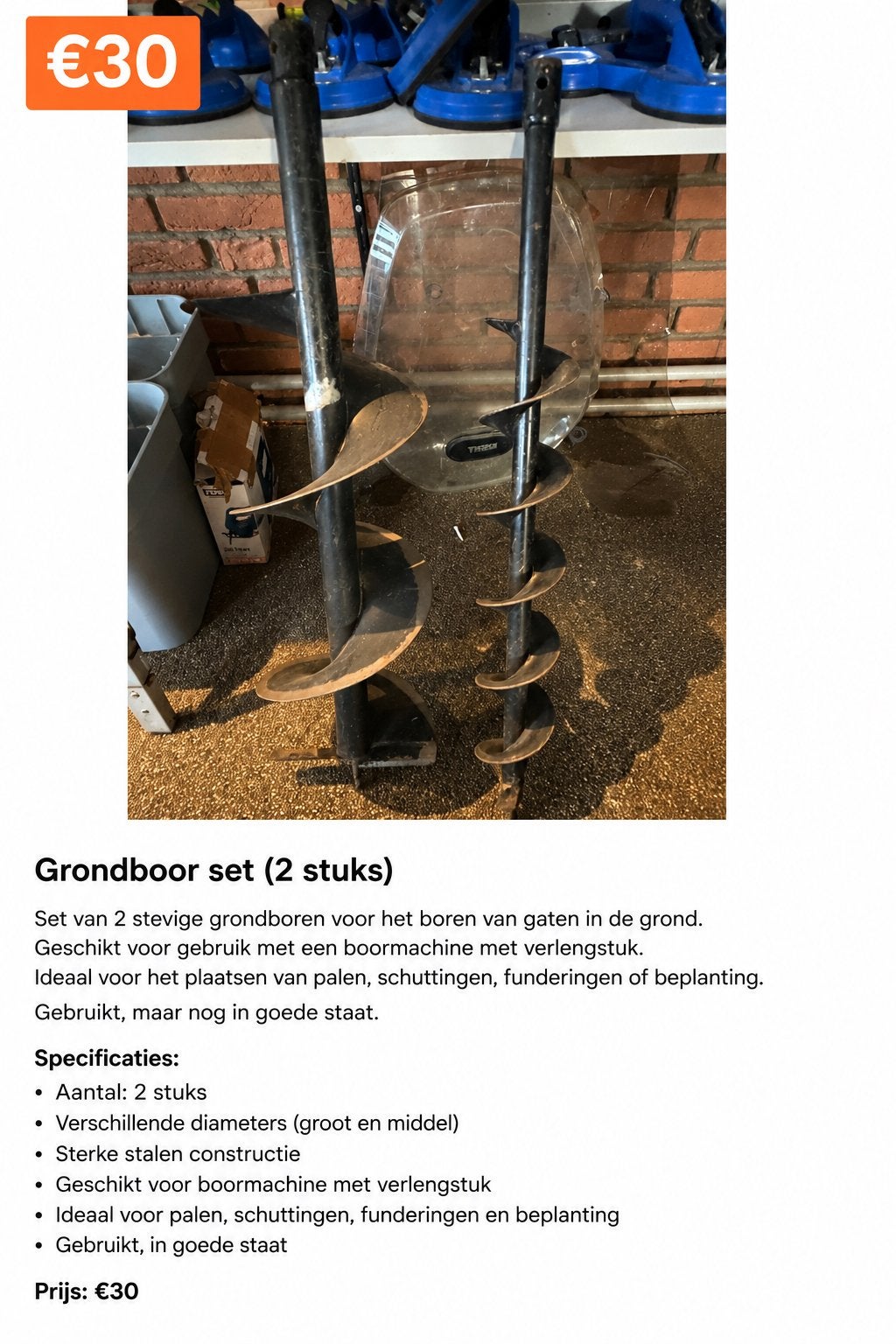 Foto 5 van Bouwgereedschap–Nivelleerlatten,statief,grondboren,zuignappe