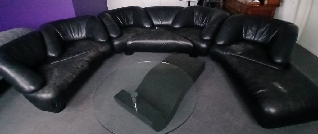zwarte Natuzzi design bank, Ophalen, Gebruikt, 300 cm of meer, Natuzzi, Vintage, organische vormen , postmodern