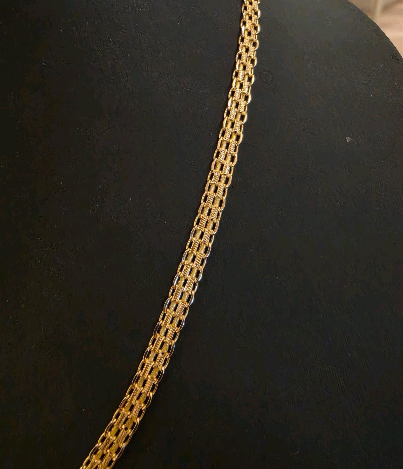 14 karaats gouden Bismarck schakel ketting geelgoudv, Verstelbaar, Ophalen of Verzenden, Zo goed als nieuw, Goud