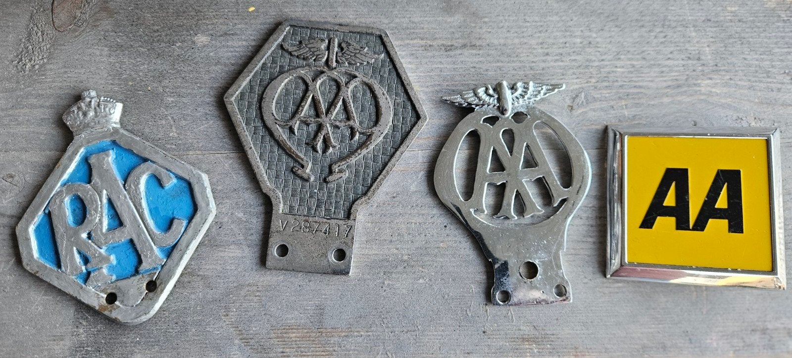 Vintage AA en RAC Auto Badges - Set van 4, Ophalen of Verzenden, Gebruikt