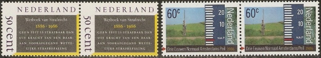 Nederland 1345-1346 paren h wetboek, landmeter., Verzenden, Postfris