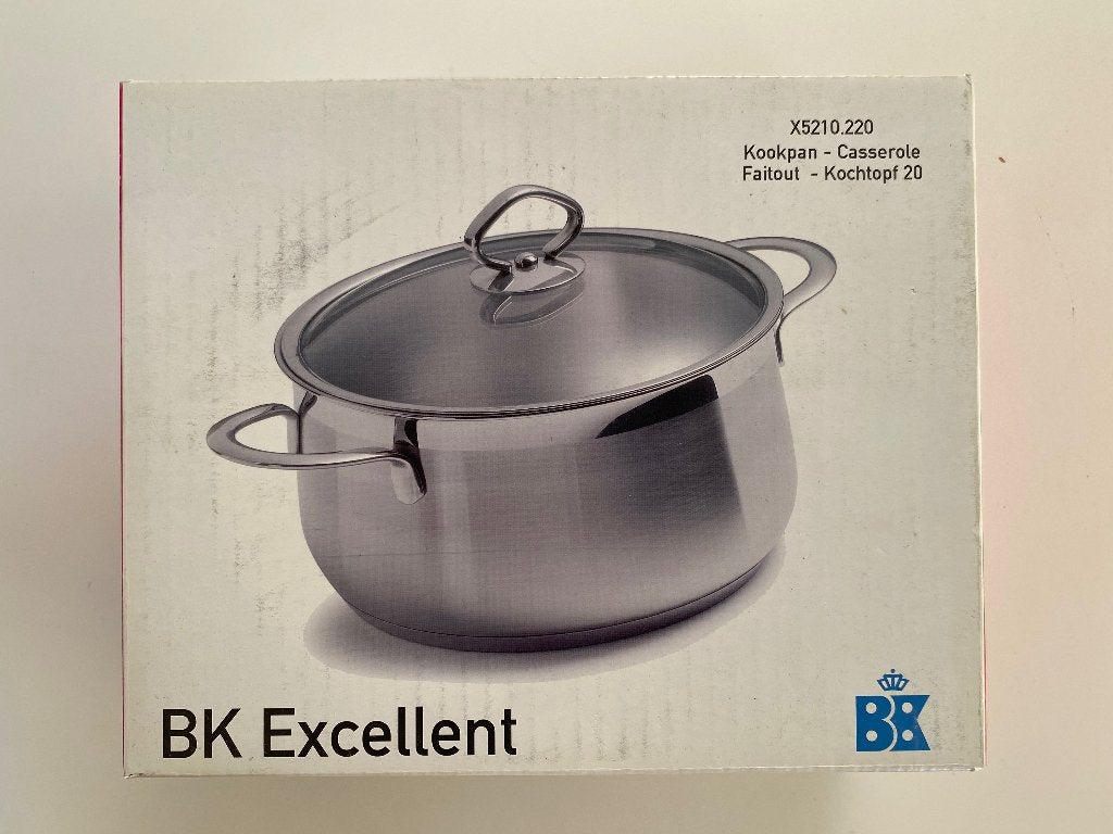 BK Excellent Kookpan - RVS - 20 cm, Ophalen, Met deksel, BK, Nieuw