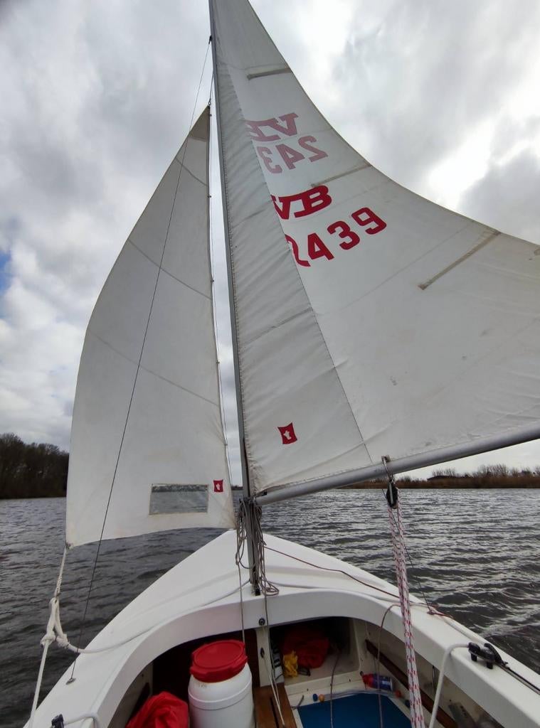 Zeilboot inclusief trailer - te koop, Watersport en Boten, Open zeilboten, Gebruikt, Elektrisch, Buitenboordmotor, Ophalen