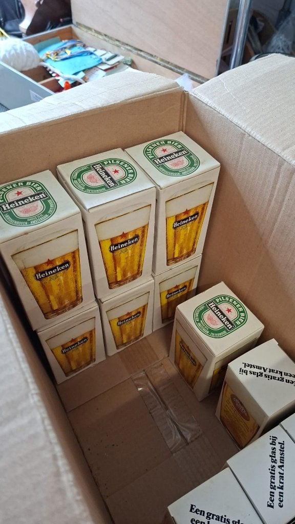 Verzameling vintage Heineken glazen, Ophalen, Nieuw, Bierglas