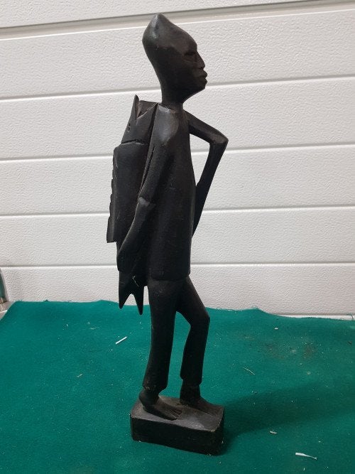 beeld afrikaans man met vis, Ophalen of Verzenden