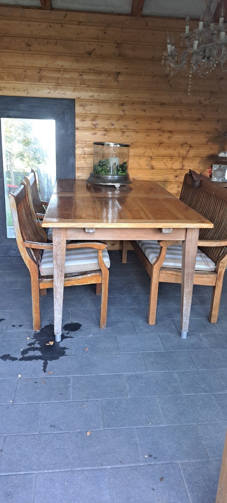 Te koop aangeboden teakhouten tuinset, Ophalen of Verzenden, Gebruikt, Teakhout