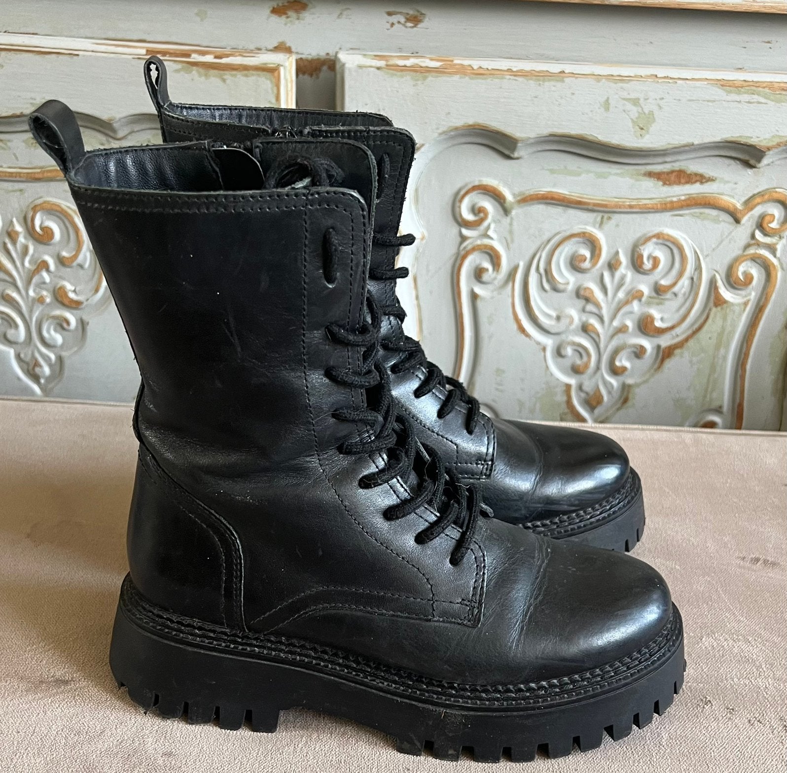 Leuke zwart leren boots Harper maat 38, Ophalen of Verzenden, Zo goed als nieuw, Zwart