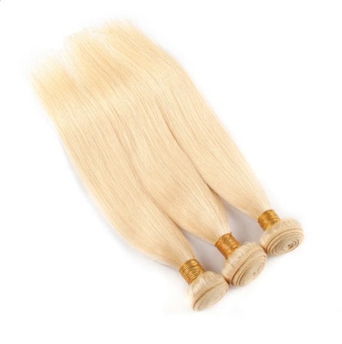 Blonde Brazilian Virgin Human Hair Extensions Steil Haar, Verzenden, Nieuw, Pruik of Haarverlenging