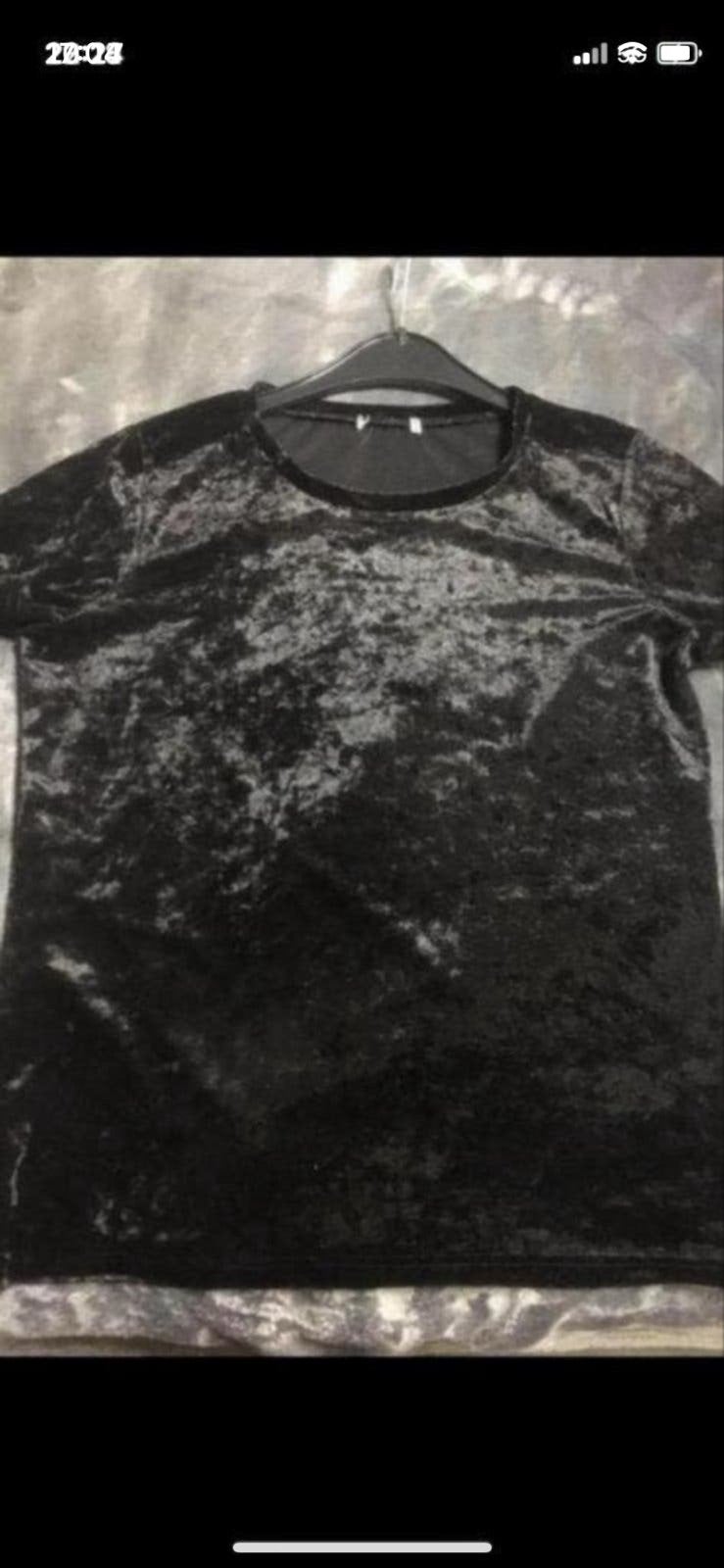 Zwart fluwelen T-shirt met korte mouwen-Maat S, Kleding | Dames, Ophalen, Zwart, Zo goed als nieuw, Korte mouw