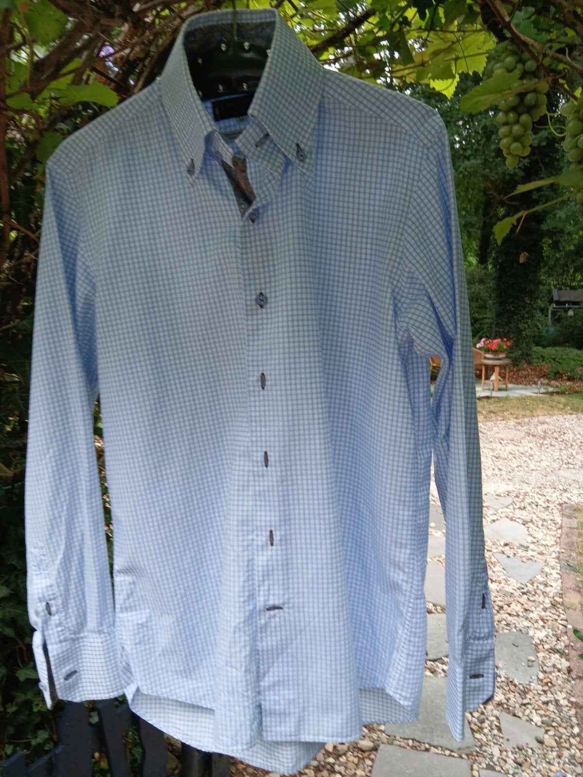 Overhemd getailleerd Mt m. ,,S.Valentoni.", Ophalen of Verzenden, Zo goed als nieuw, Blauw