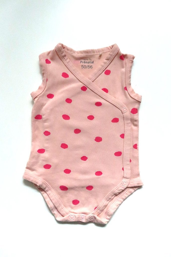 Rompertje Overslag Roze met Stip Prenatal mt 50/56 (4409), Prénatal, Nacht- of Onderkleding, Meisje, Ophalen of Verzenden