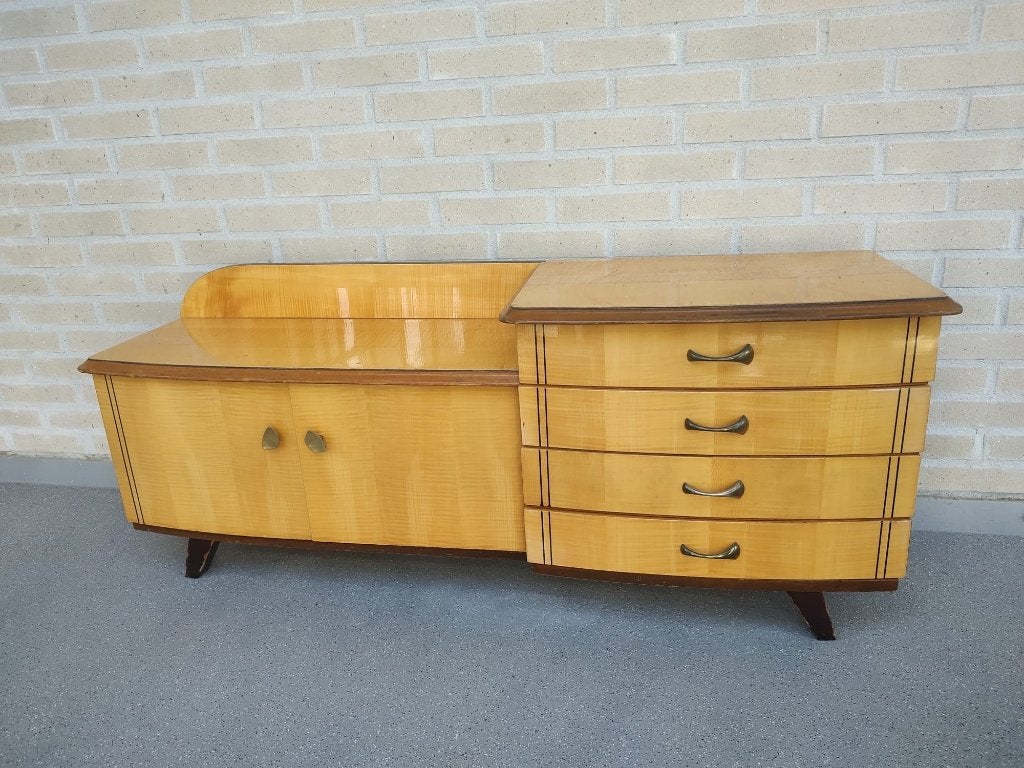 Vintage dressoir kastje jaren '50 stijl, Ophalen, Gebruikt, 100 tot 150 cm, Met lade(s)