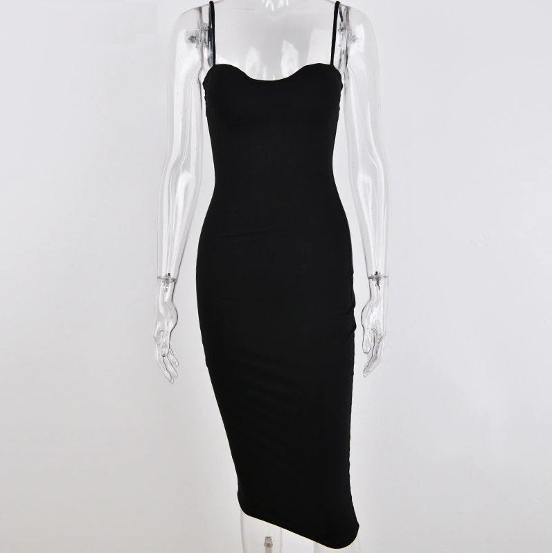 Zwarte strakke jurk zomer bodycon open rug 34 36 38 40 42 44, Maat 38/40 (M), Verzenden, Zwart, Nieuw