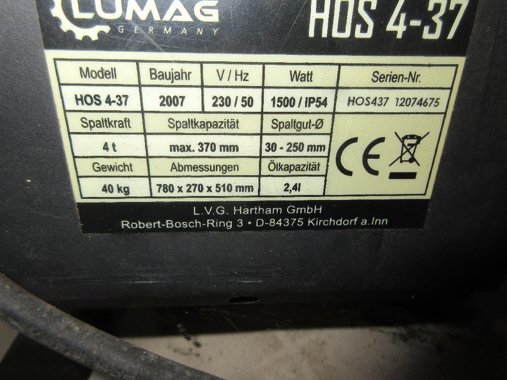 Houtklovermotor LUMAG   HOS 4-37, Tuin en Terras, Ophalen, Gebruikt, Overige soorten, Lumag