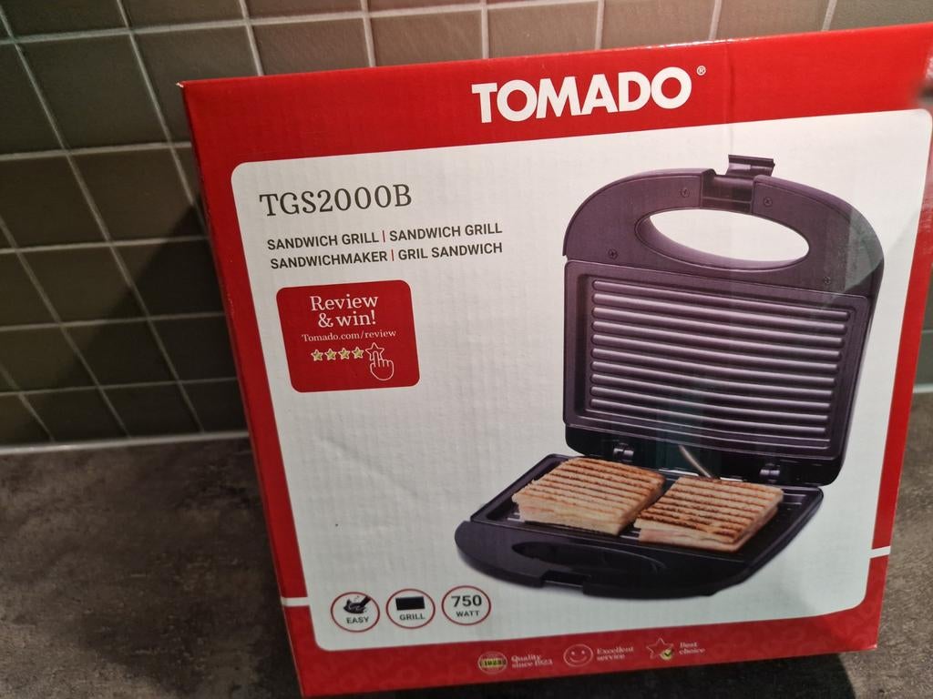 Tomado TGS2000B Sandwichmaker Grill, Witgoed en Apparatuur, Contactgrills, Ophalen of Verzenden, Nieuw