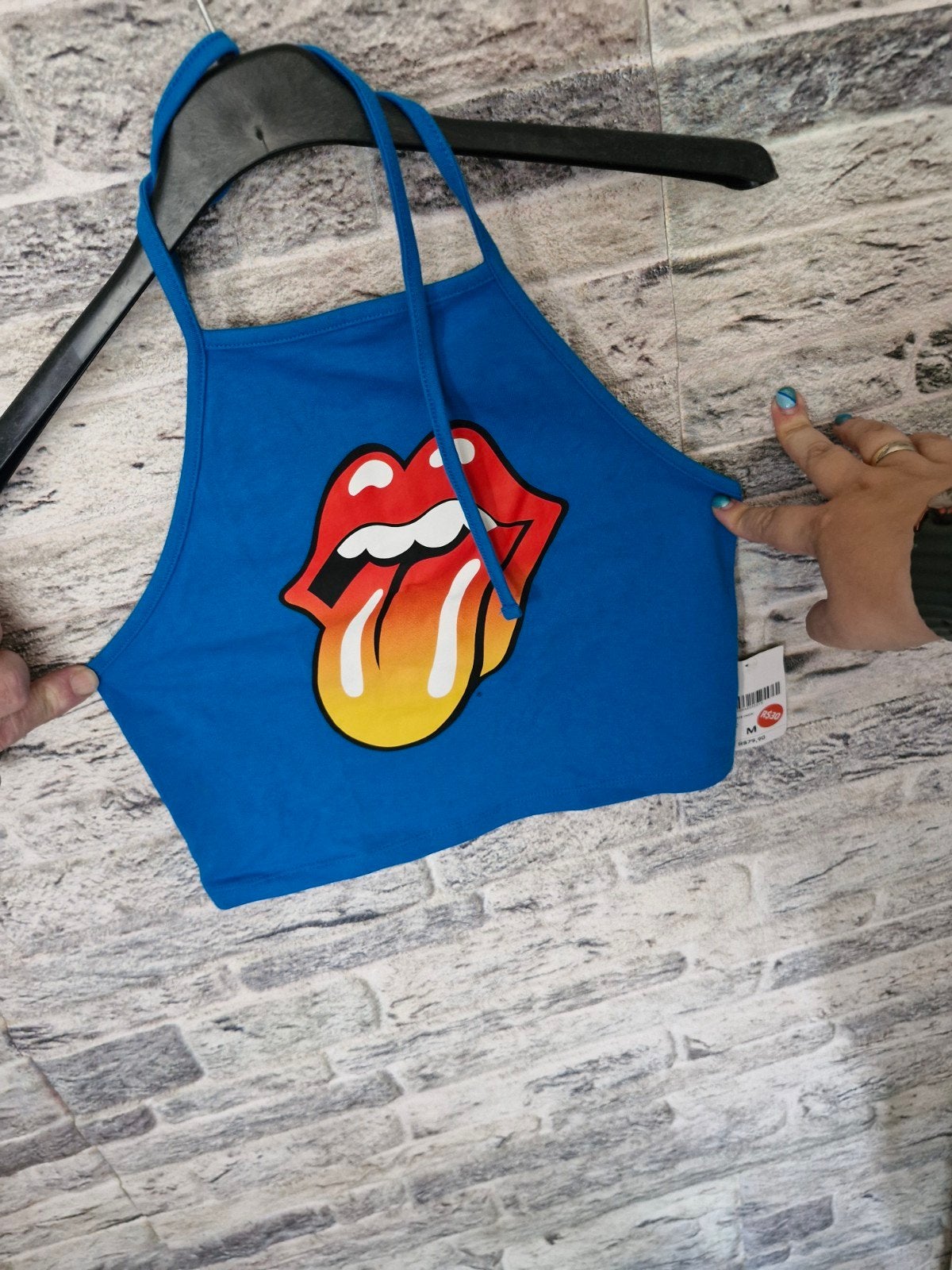 nieuwe blauwe rolling stones topje maat m, Kleding | Dames, Maat 38/40 (M), Blauw, Onbekend, Nieuw
