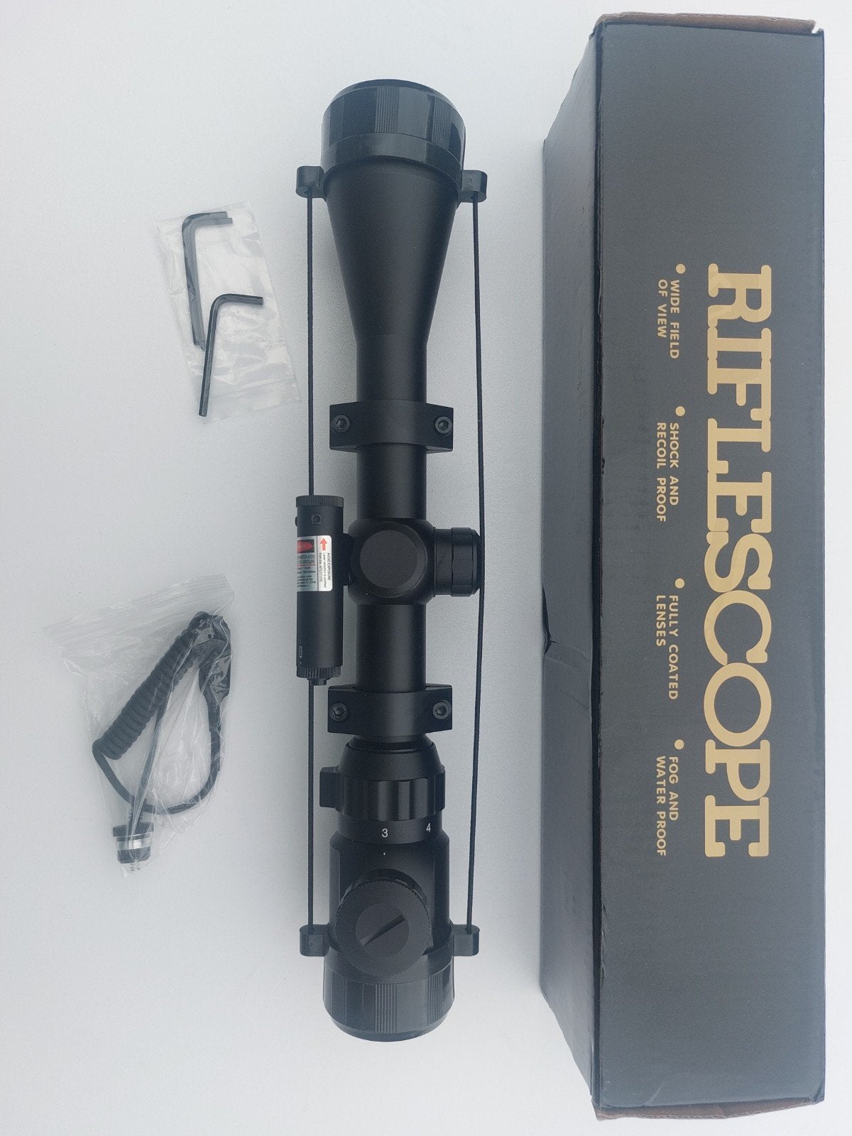 Riflescope met Laser en Accessoires - Nieuw in Doos, Ophalen of Verzenden, Nieuw
