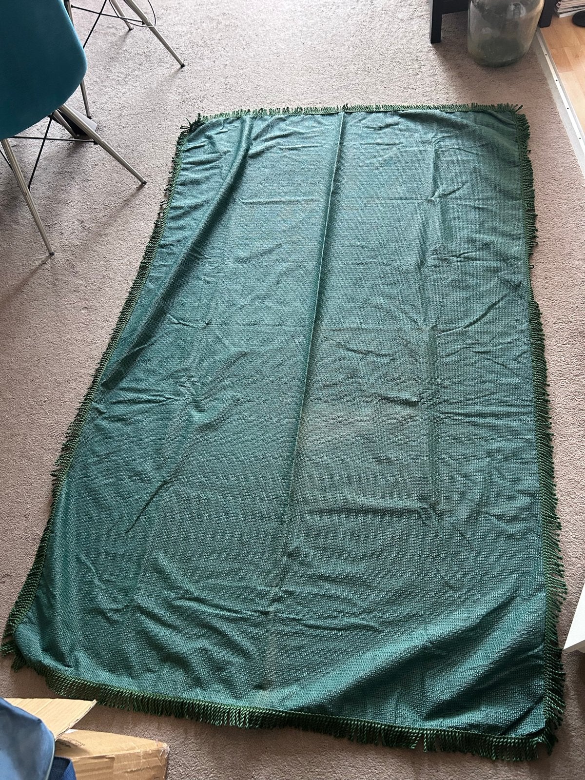 Groen tafelkleed met franjes 130 x 230 cm tuintafel kleed, Huis en Inrichting, Tafelkleden, Ophalen of Verzenden, Zo goed als nieuw