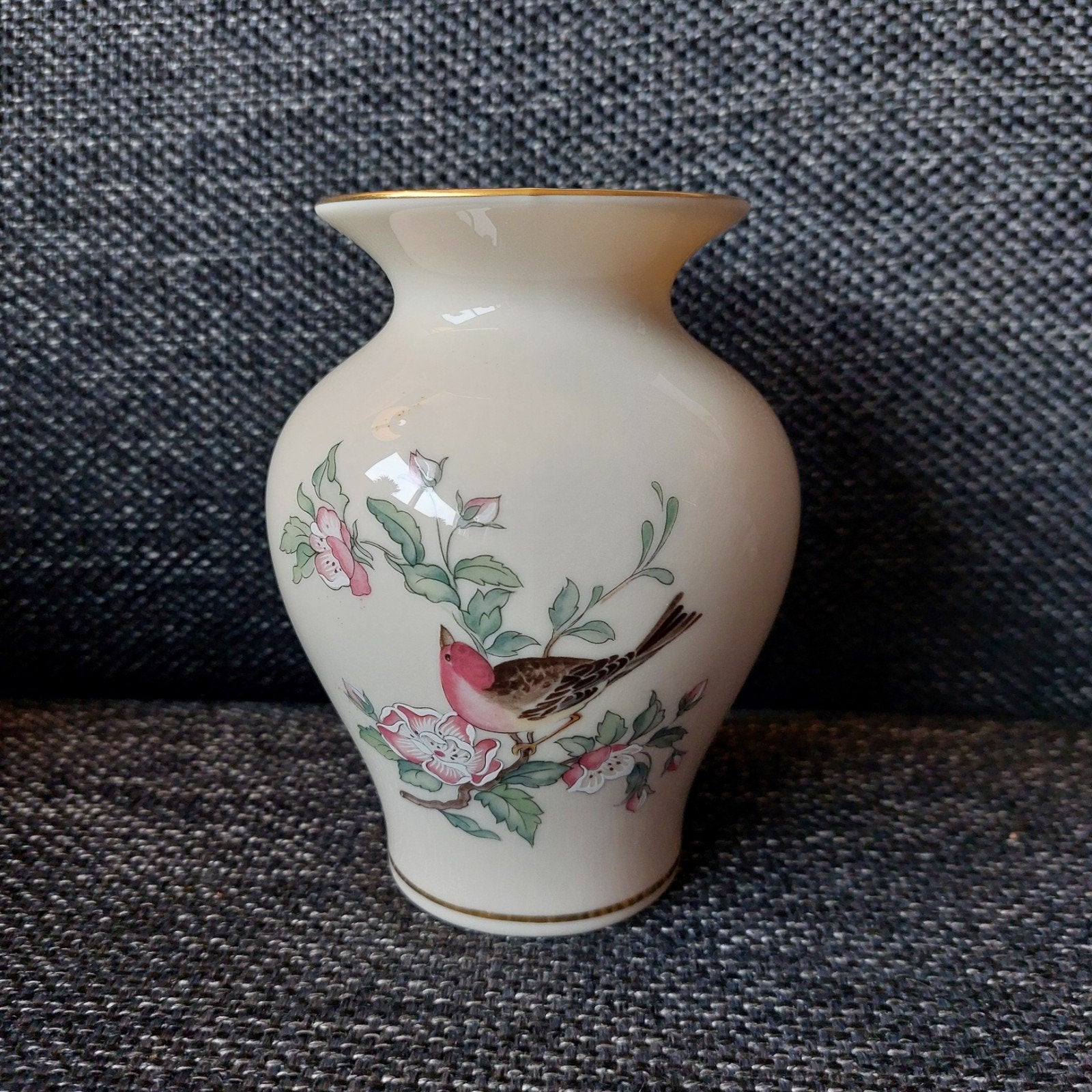 Lenox Serenade vaasje met vogel en bloemen, Made in USA, Ophalen of Verzenden