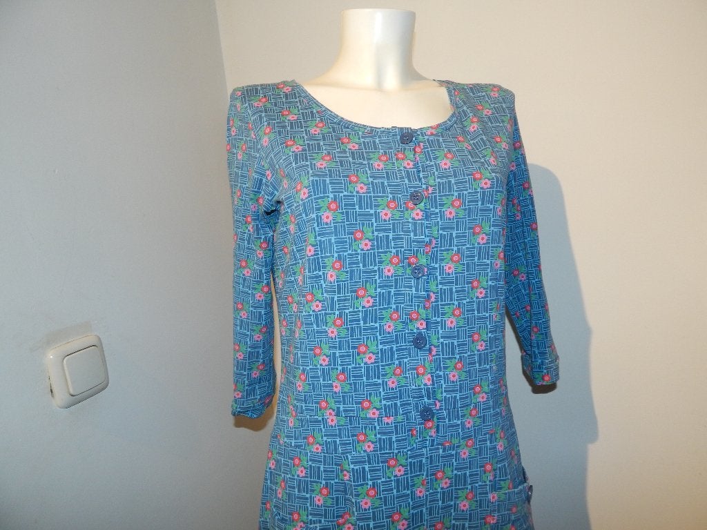 Tante Betsy vintage jurk bloemetjes print zakken mt L, Tante Betsy, Maat 42/44 (L), Knielengte, Gedragen