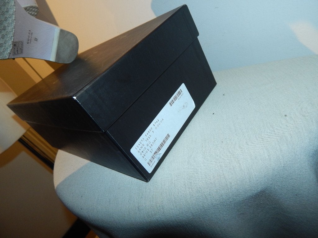 Gucci sandalen klompjes houten zool monogram banden ZGAN 37, Overige kleuren, Verzenden, Sandalen of Muiltjes, Gucci