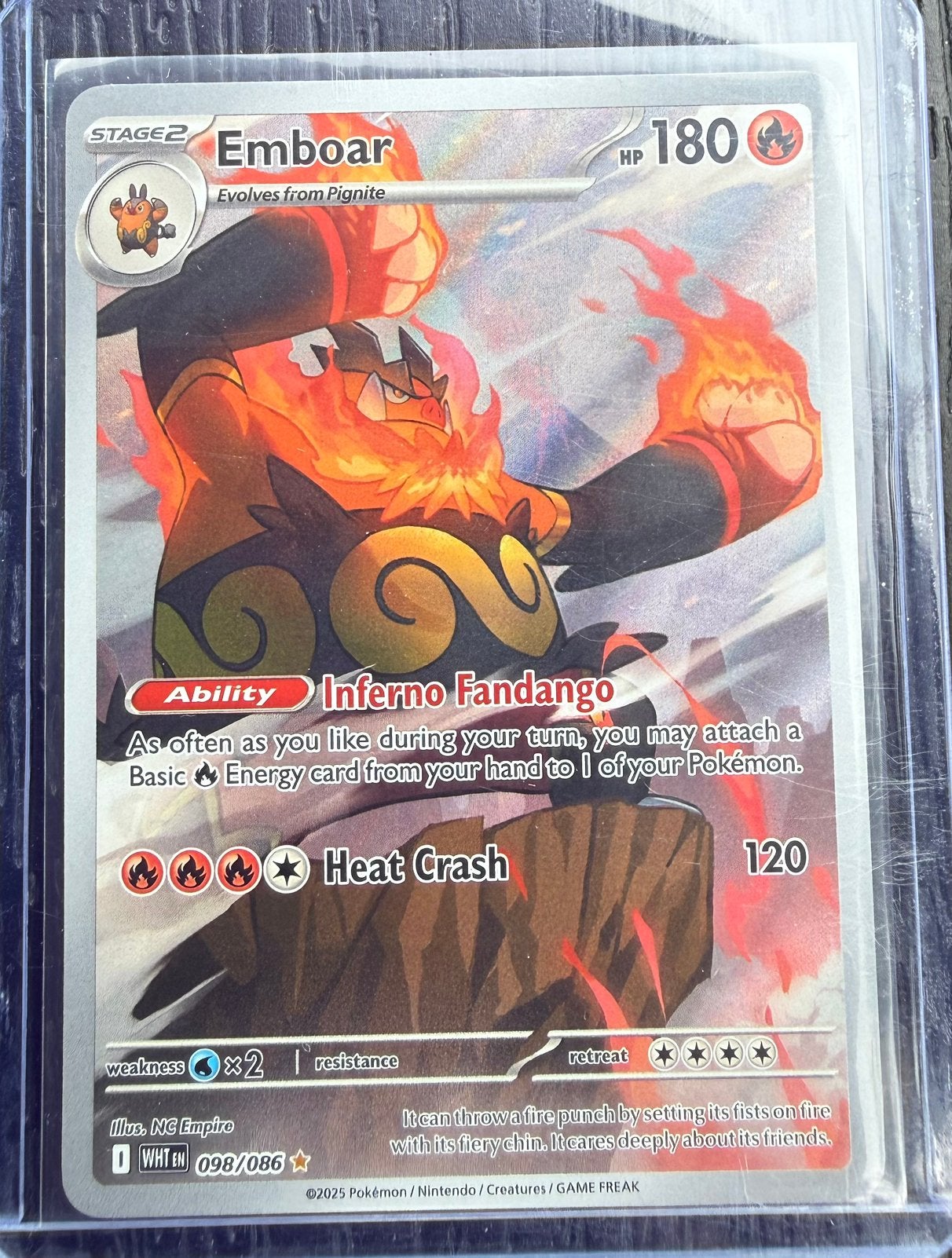Pokemon Emboar 098/086 White Flare, Ophalen of Verzenden, Zo goed als nieuw