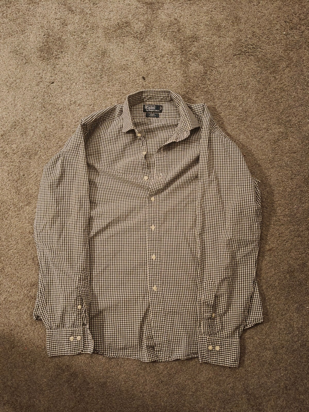 Polo Ralph Lauren Overhemd - 100% katoen, Zwart, Polo Ralph Lauren, Gedragen, Halswijdte 39/40 (M)