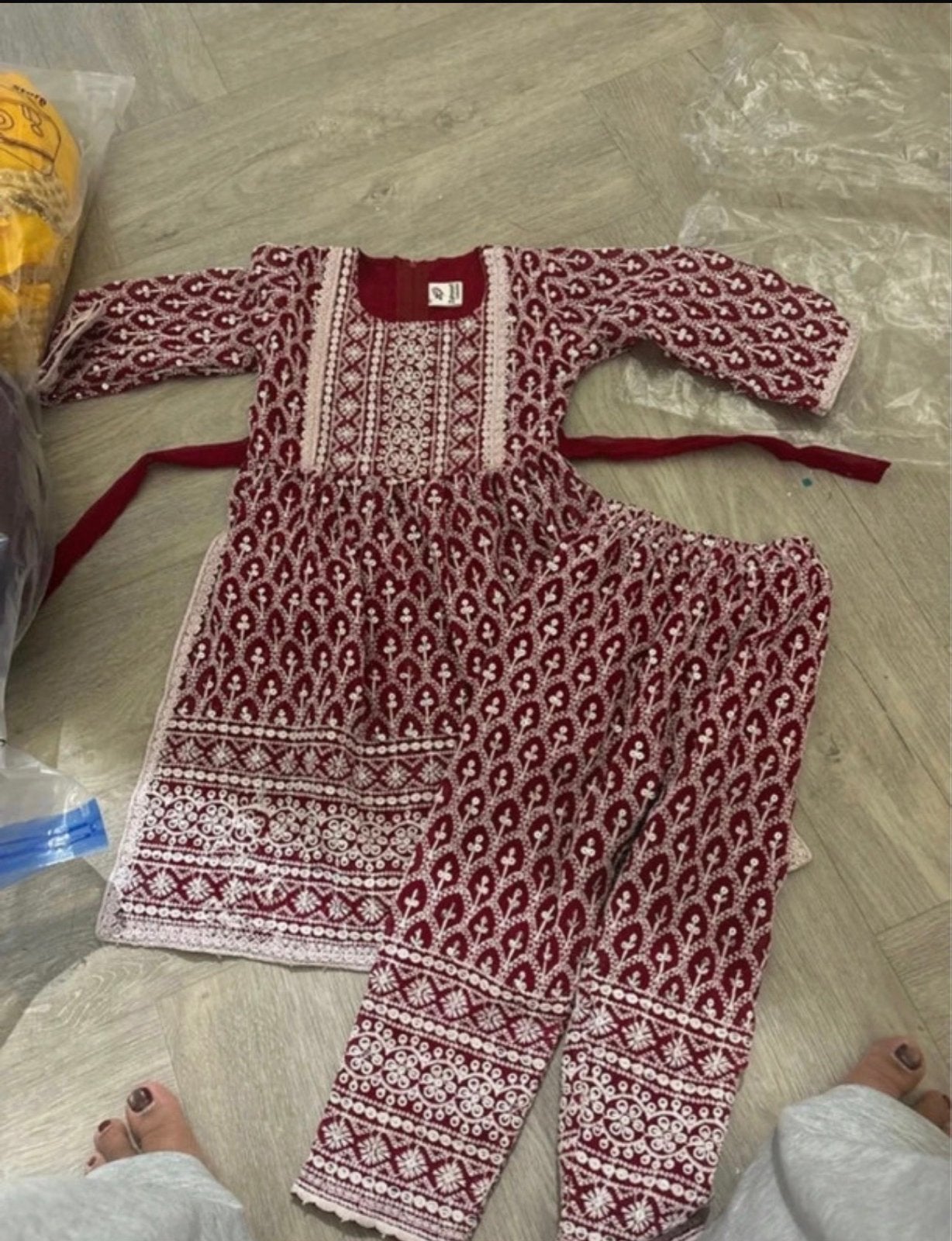 Indiaas broekpak met sjaal voor meisje - 3 jaar, Kinderen en Baby's, Ophalen of Verzenden, Zo goed als nieuw, Meisje