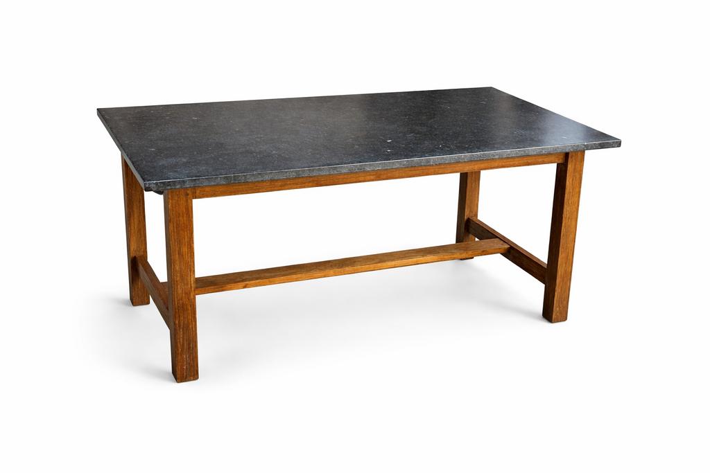 Houten tafel met granieten blad 160 x 90 - Zo goed als nieuw, Huis en Inrichting, Tafels | Eettafels, Ophalen, Gebruikt, ., 50 tot 100 cm