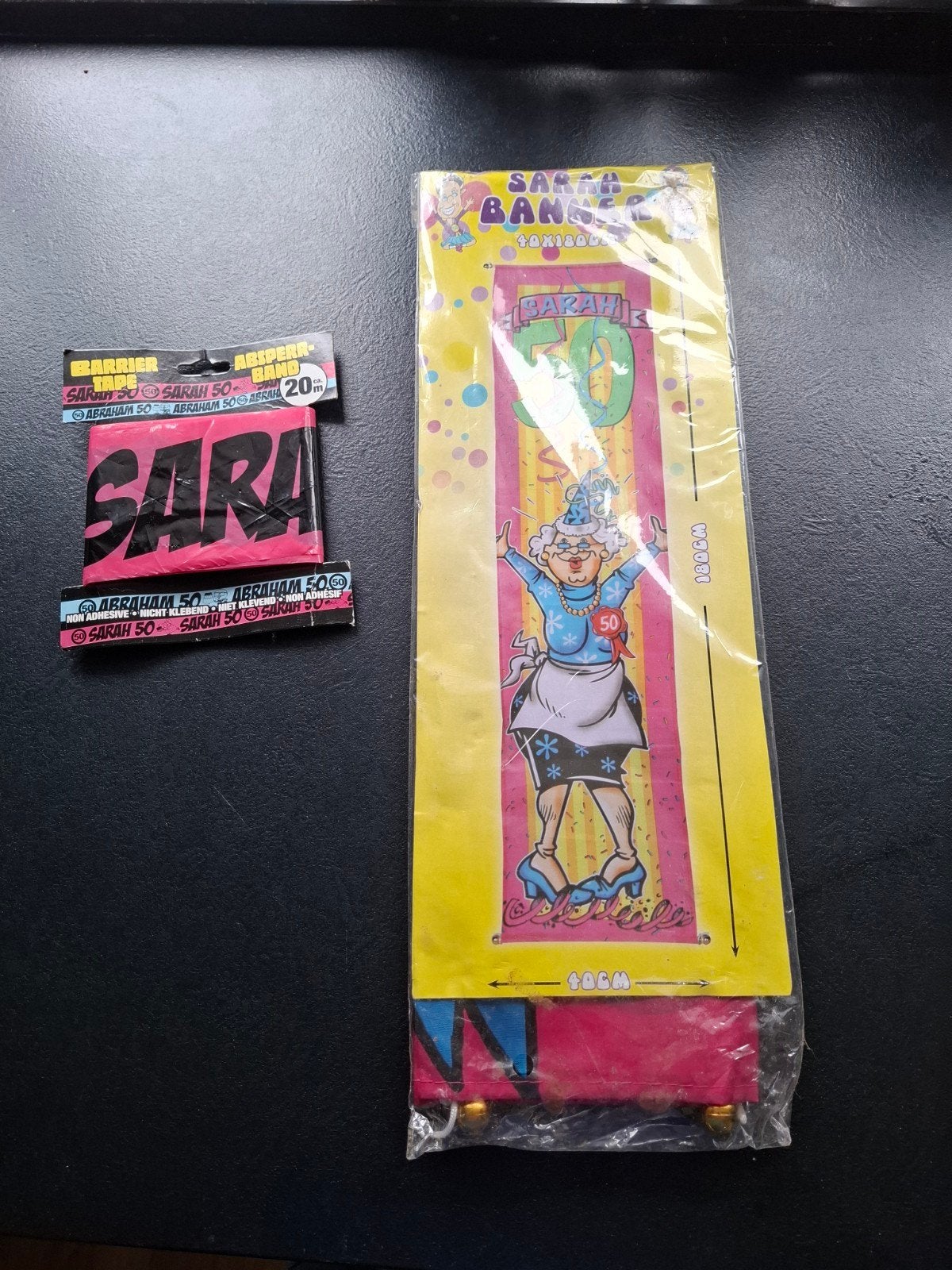 Gratis sarah banner met een stuk afzetlint 50 jaar, Ophalen of Verzenden, Nieuw