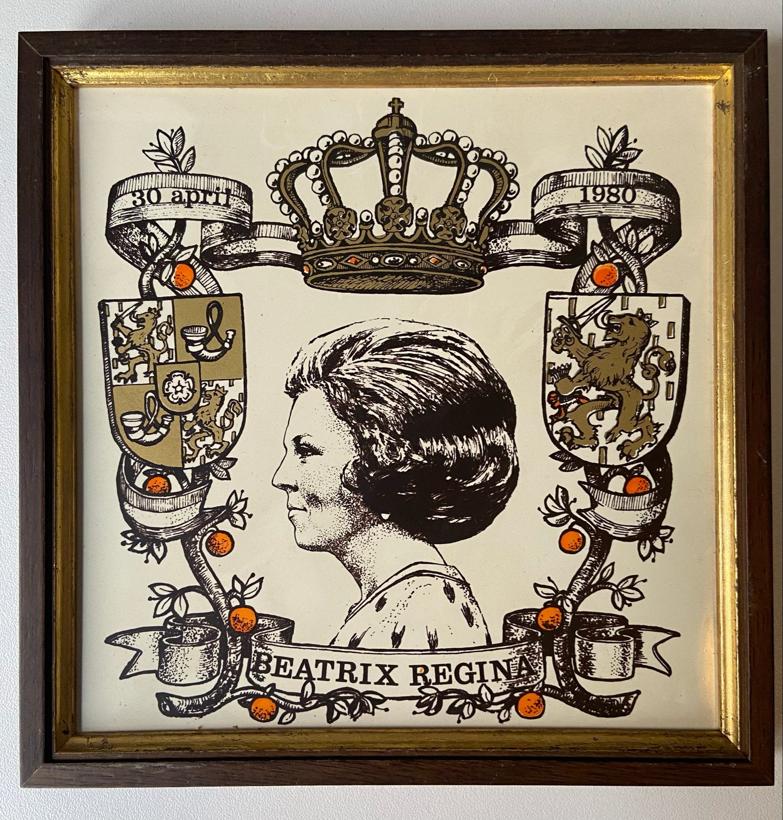 Ingelijste herdenkingsplaat Beatrix Regina 30 april 1980, Ophalen, Zo goed als nieuw, Nederland, Overige typen