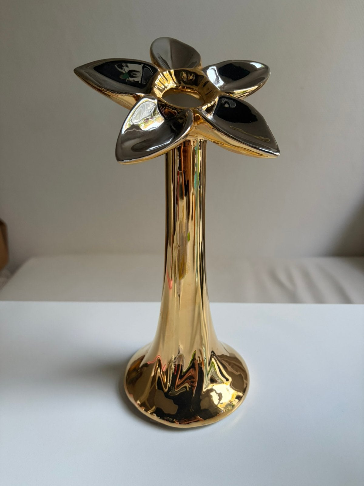 Italiaanse vintage Solifleur vaas Rigoni Fratelli - Bassona, Gebruikt, 27 cm, Ophalen of Verzenden, Steen/keramiek