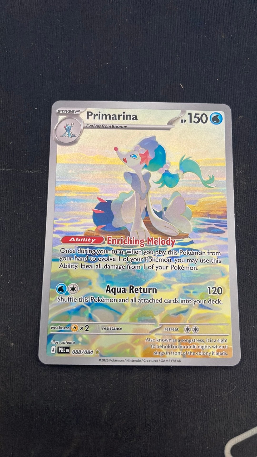 Primarina, Hobby en Vrije tijd, Verzamelkaartspellen | Pokémon, Ophalen of Verzenden, Zo goed als nieuw