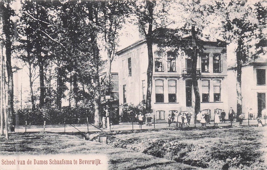 Beverwijk - School v.d. dames Schaafsma (gel. 1918), Ophalen of Verzenden, Voor 1920, Gelopen, Noord-Holland