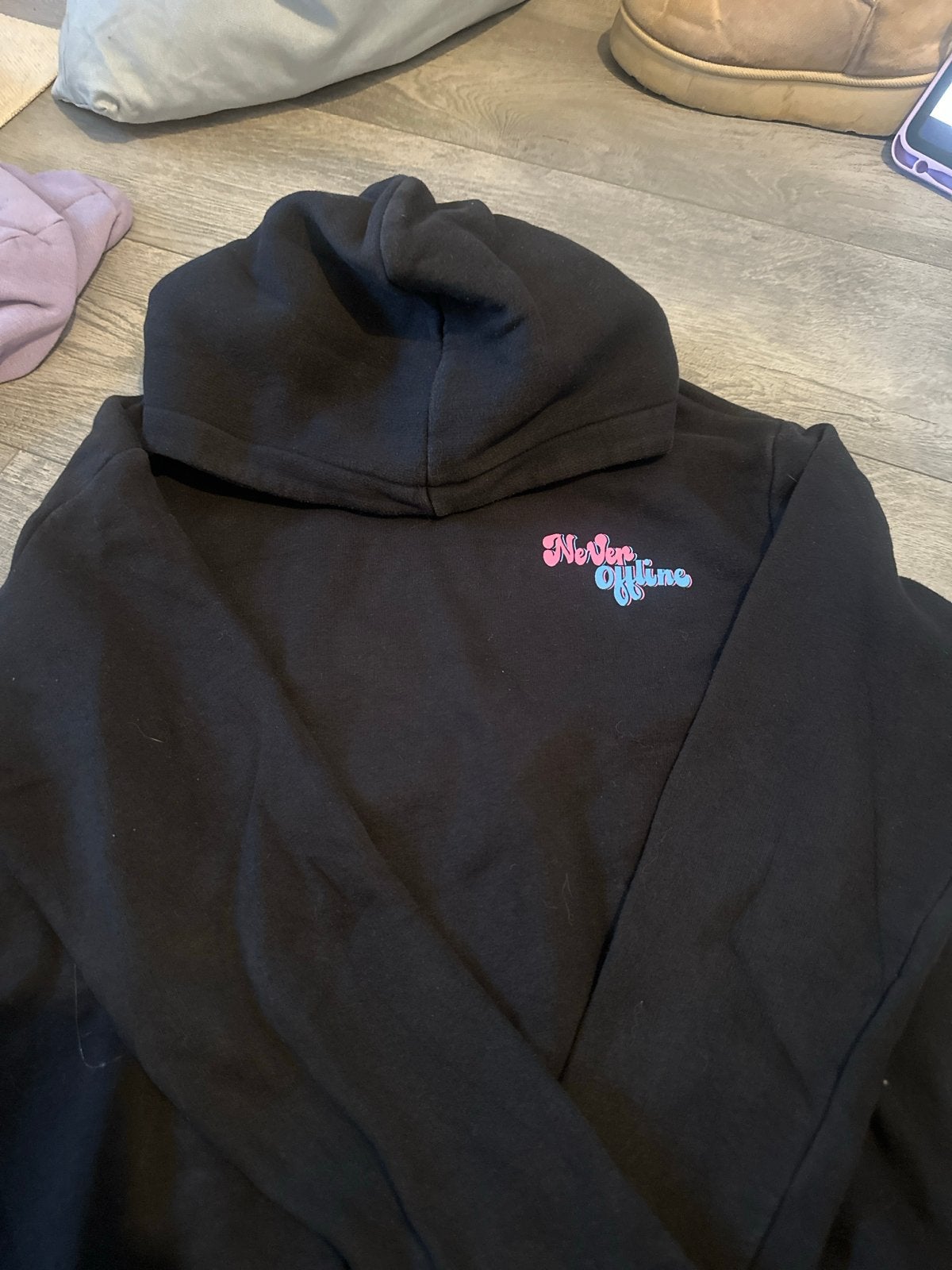 Amy & Ivy Zwarte Hoodie Maat S - Never Offline, Ophalen, Gedragen, Maat 36 (S), Zwart