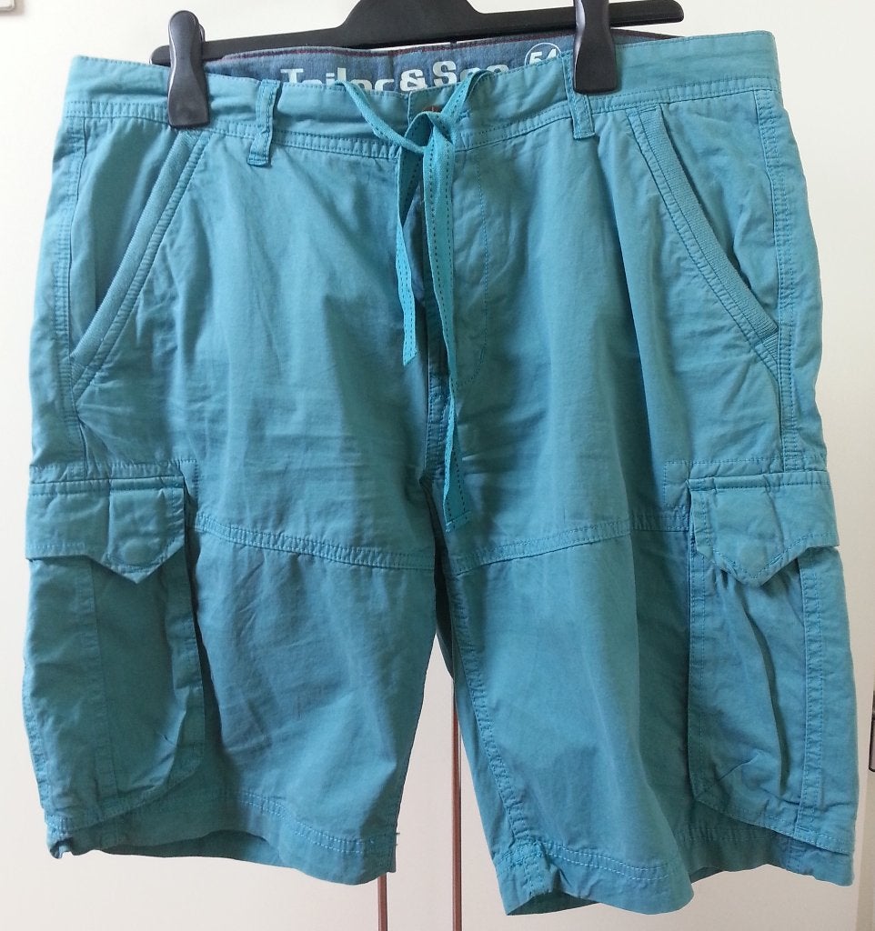 Bermuda cargo heren aquablauw Tailor & Son maat 54 als nieuw, Maat 52/54 (L), Blauw, Tailor & Son, Ophalen of Verzenden