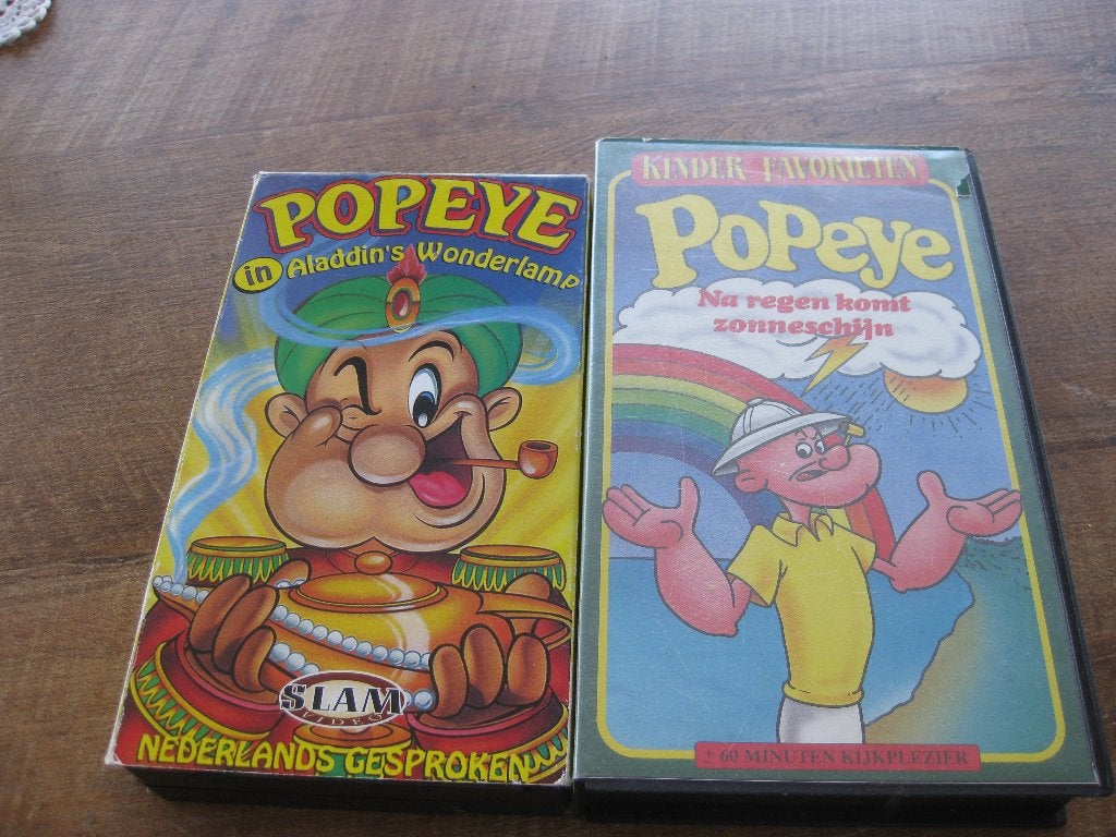 2 films van Popeye, Cd's en Dvd's, VHS | Kinderen en Jeugd, Vanaf 6 jaar, Ophalen of Verzenden, Zo goed als nieuw, Tekenfilm
