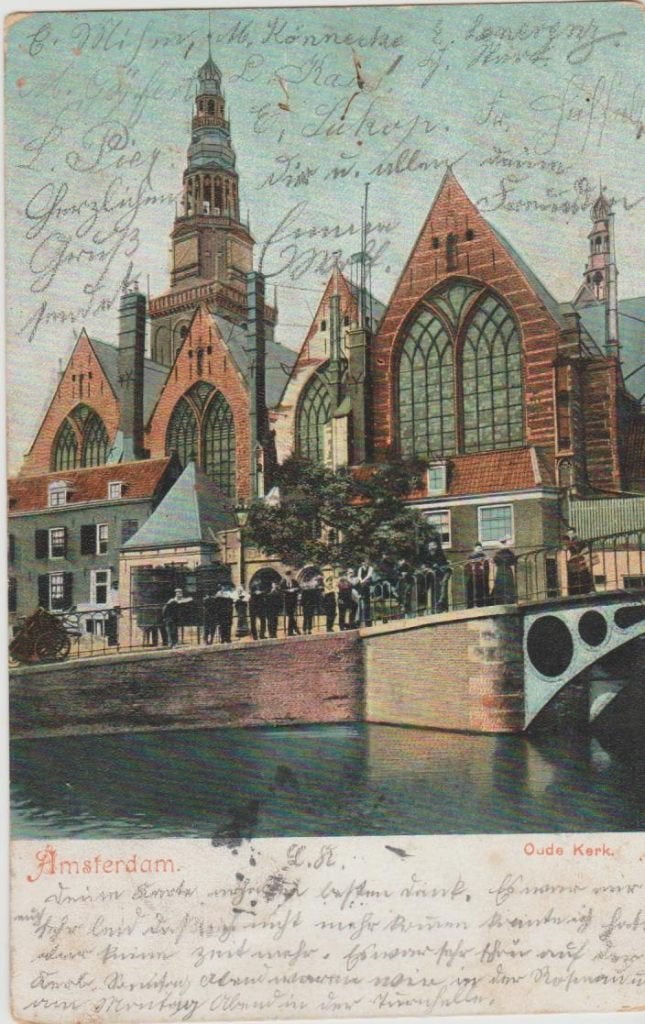 Amsterdam Oude kerk 1905. gelopen vanuit Duitsland (Usingen), Verzamelen, Ophalen, Voor 1920, Gelopen, Noord-Holland