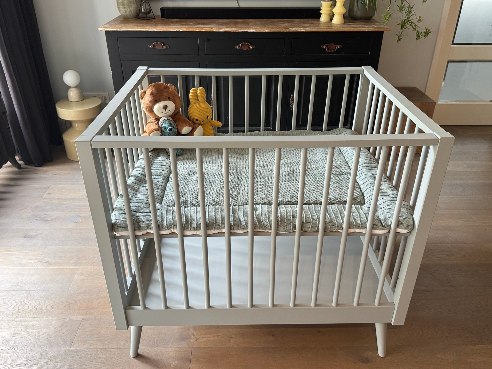 Nette Europe Baby Evy II box - licht grijs met boxkleed, Ophalen, Gebruikt, Rechthoekig, Boxkleed