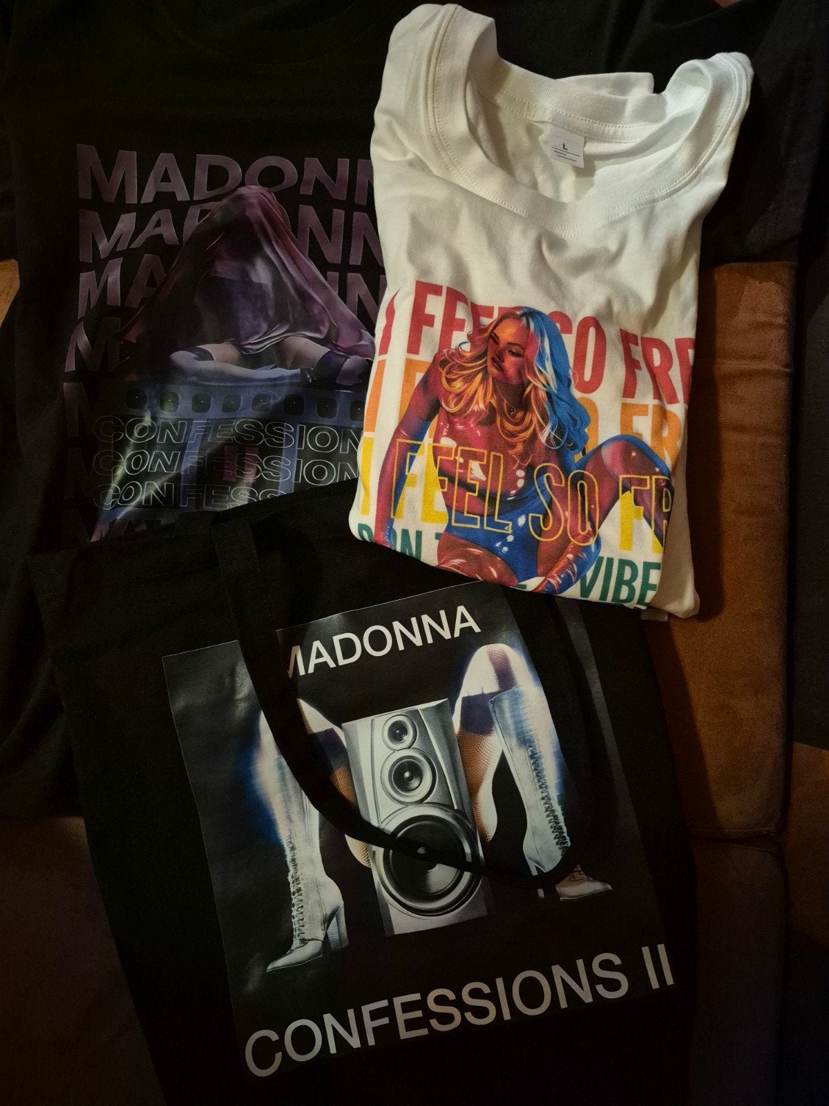Confessions Ii - 2x L tshirt en 1 promo tote bag - Madonna, Verzenden, Nieuw, Kleding
