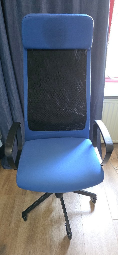 IKEA Markus Blauw bureaustoel, Huis en Inrichting, Ophalen, Gebruikt, Blauw, Bureaustoel