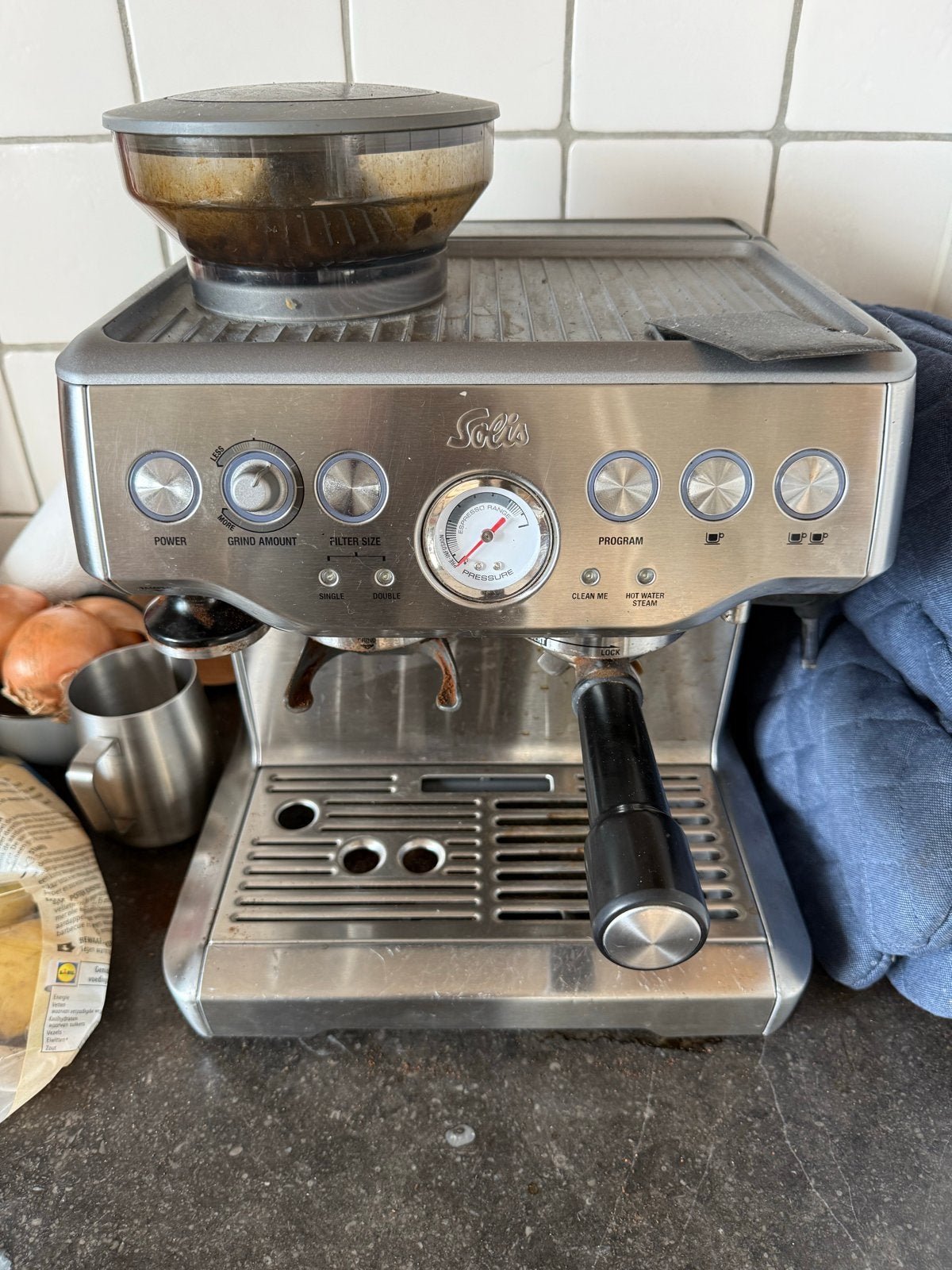 Solis Barista Perfetta Plus Espressomachine met bonenmaler, Afneembaar waterreservoir, Gebruikt, Espresso apparaat, 2 tot 4 kopjes