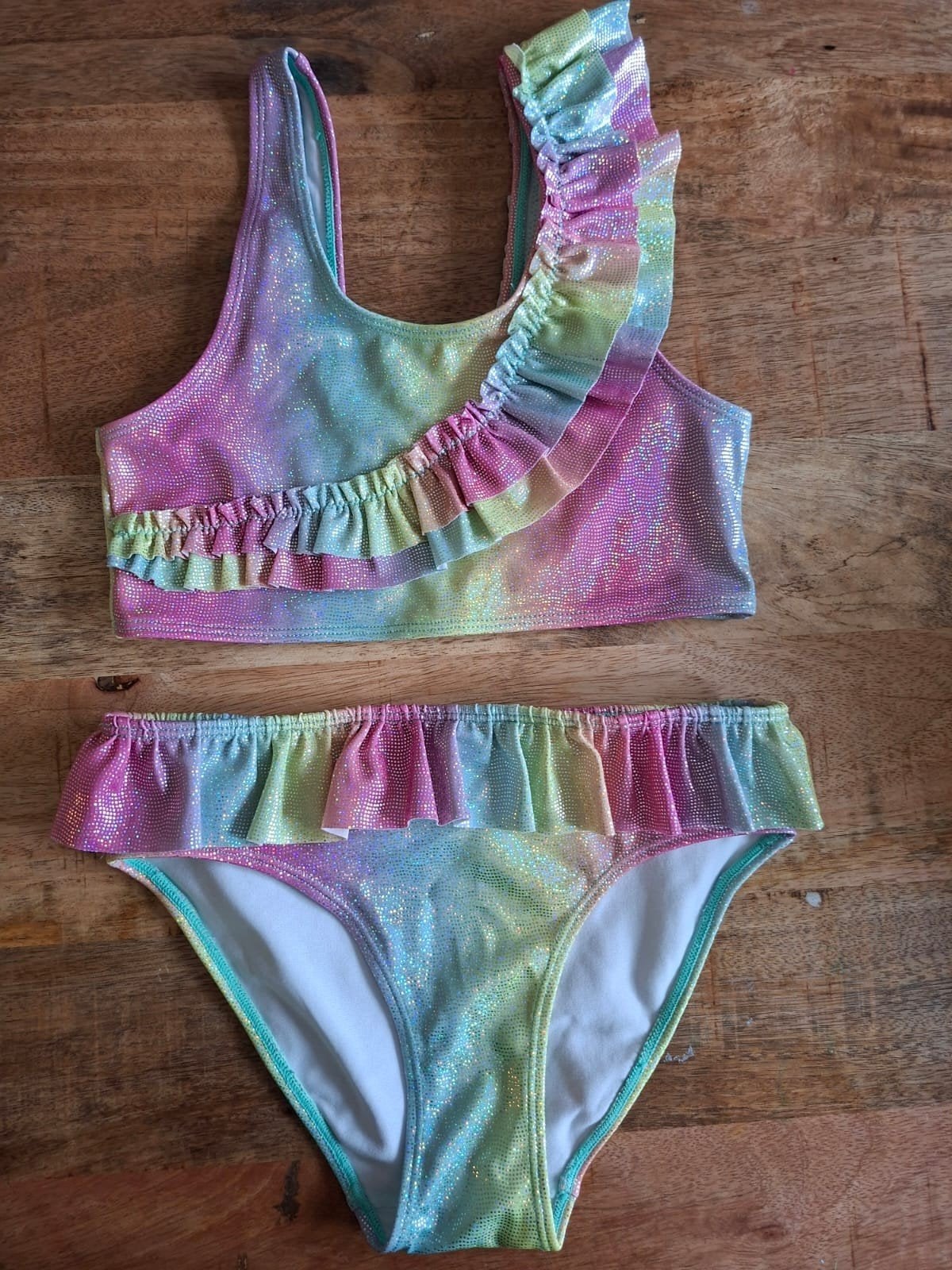 H&M bikini maat 134/140 met zilveren glitters, Meisje, H&M, Overige maten, Ophalen of Verzenden