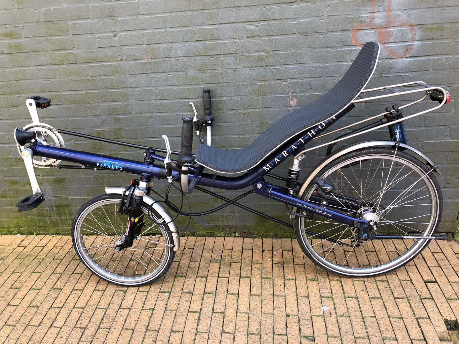 Sparta Marathon ligfiets (donker)blauw, Gebruikt, Velgrem, Onderstuur, Ophalen