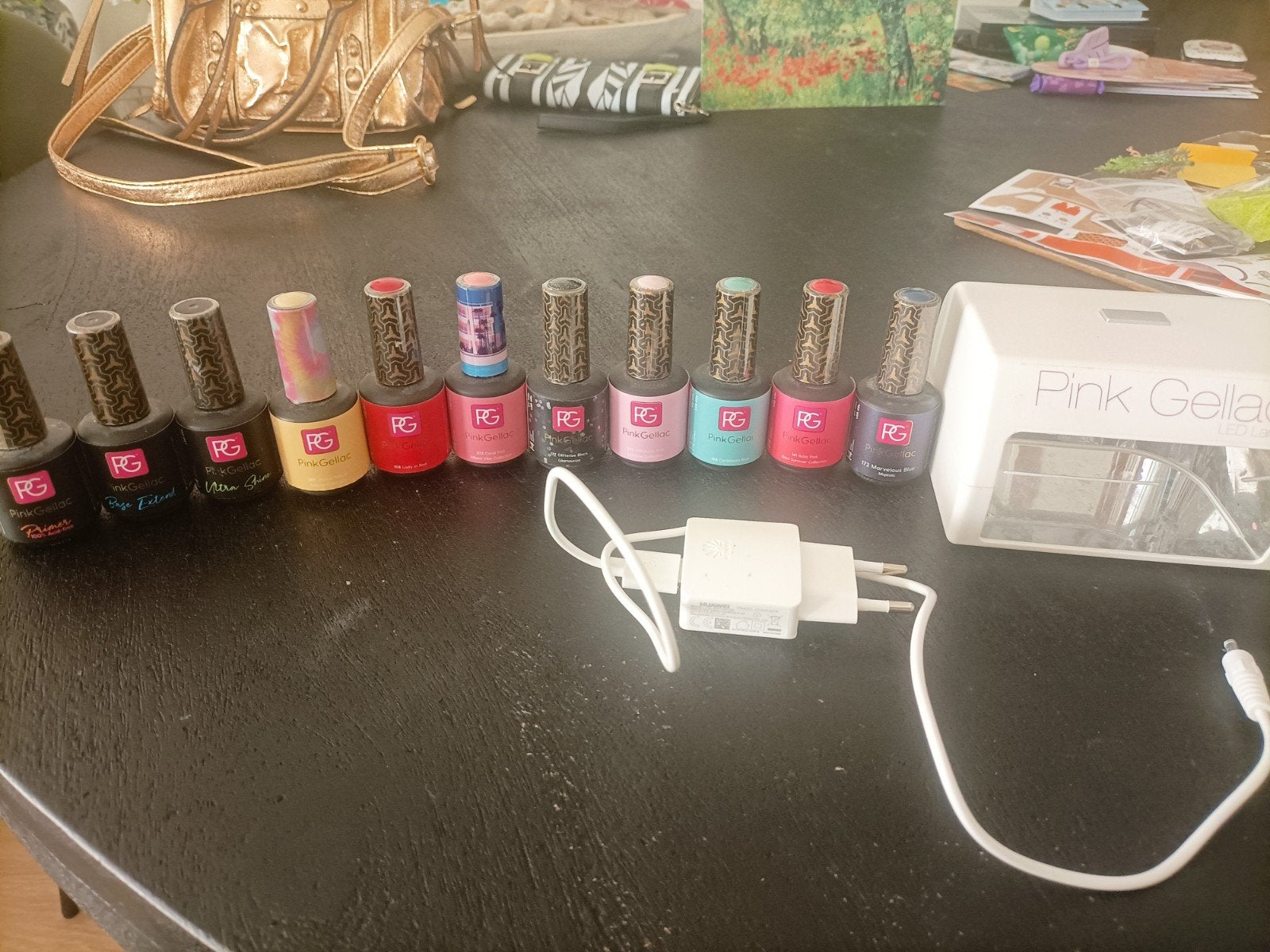 Pink Gellac nagellak set oven en lakjes, Ophalen, Zo goed als nieuw, Overige kleuren, Handen en Nagels