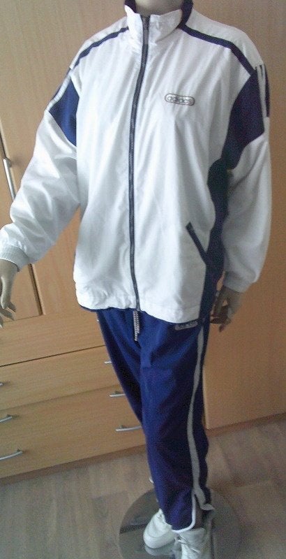 ADIDAS vintage sportpak vest en broek maat 38/40, Maat 38/40 (M), Overige typen, Gedragen, Meerkleurig