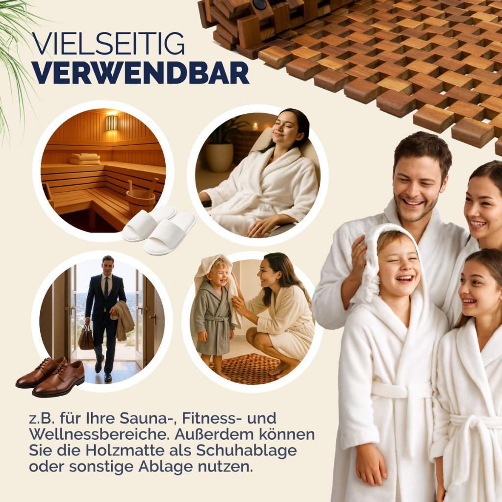 Saunamat Sauna Douchemat Badmat 80 x 50 cm GRATIS BEZORGD!, Bruin, Verzenden, Nieuw, Nvt