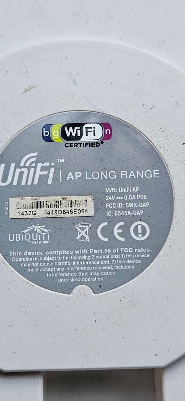 Ubiquiti UniFi AP Long Range Access Point, Ophalen of Verzenden, Gebruikt, Ubiquiti