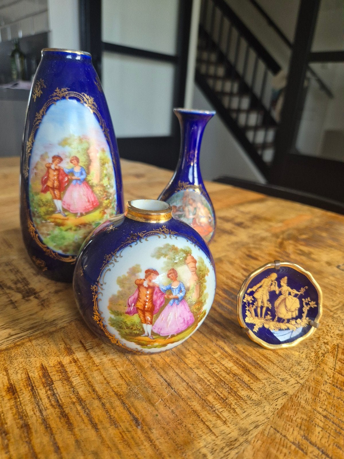 Antieke kobaltblauwe Limoges porselein, Ophalen of Verzenden