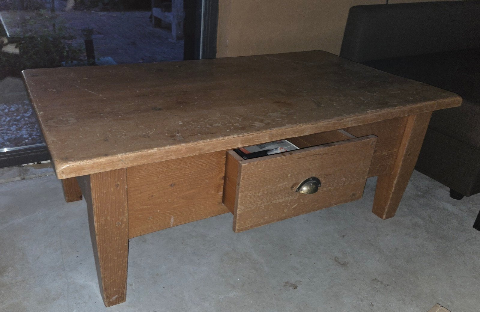 salontafel oud grenen, Ophalen, Gebruikt, 100 tot 150 cm, 50 tot 100 cm